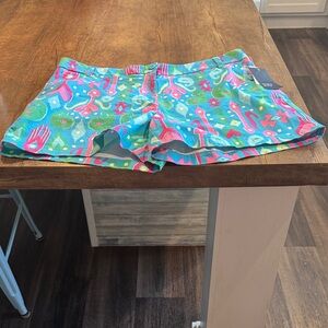 crown & ivy Multicolor Patterned Women's Jean Shorts - Turquoise, Pink, Green